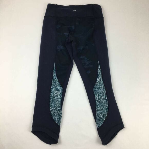 Lululemon Wunder Under Crop *Full-On Luon Blue Camo Camouflage Low Rise Size 2 - Picture 4 of 11